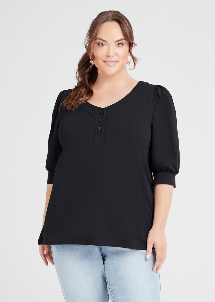 Organic Balloon Sleeve Top, , hi-res