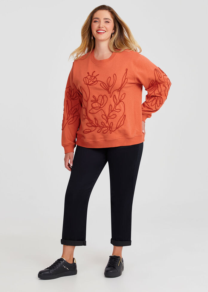 Jamie West Boucle Applique Brushed Sweatshirts - Orange