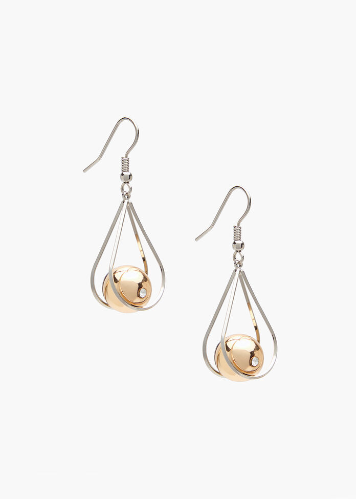 Two Tone Shiny Earrings, , hi-res