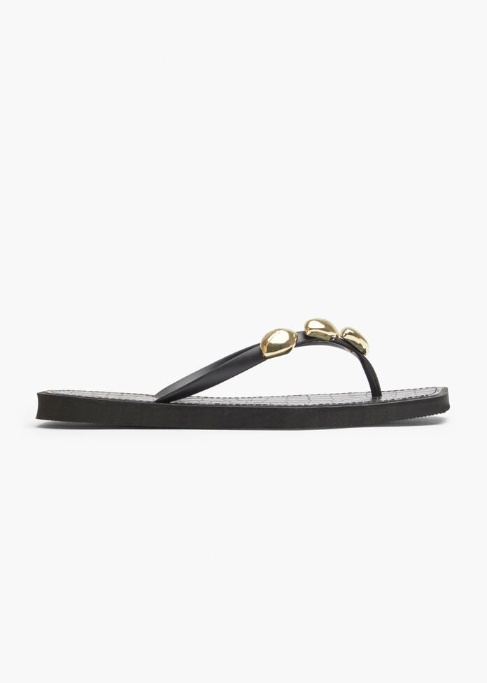 Trim Detail Flip Flop, BLACK, hi-res