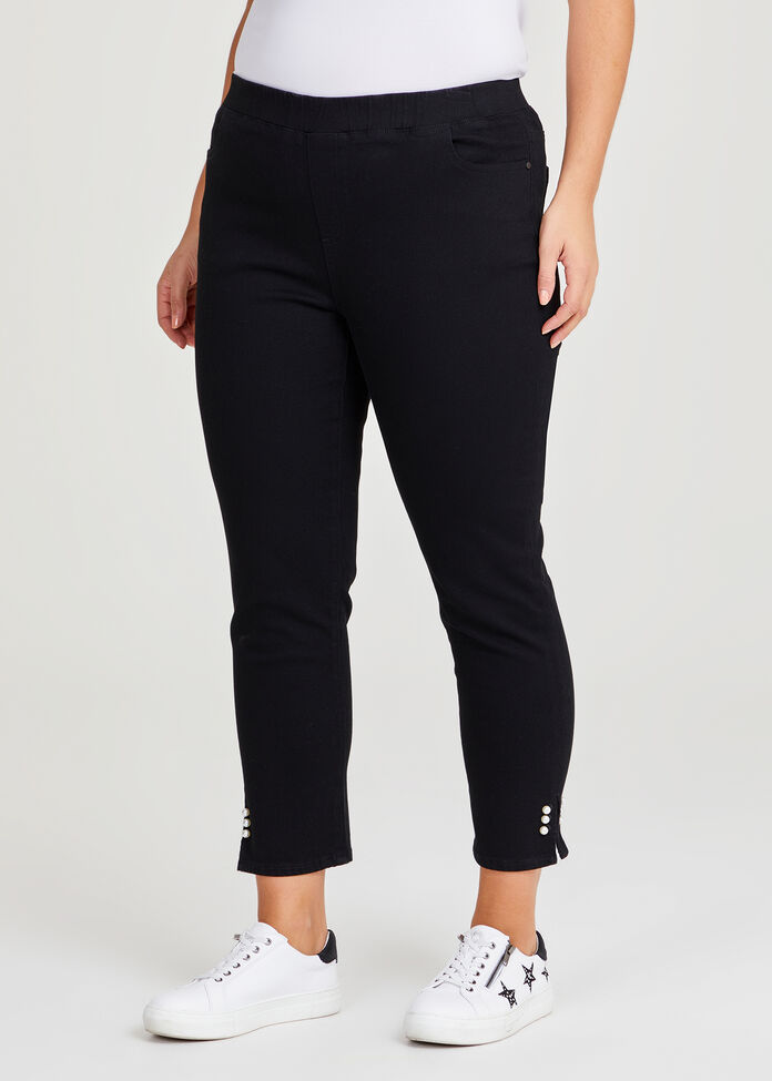 Pearl Embellished Denim Jean, , hi-res