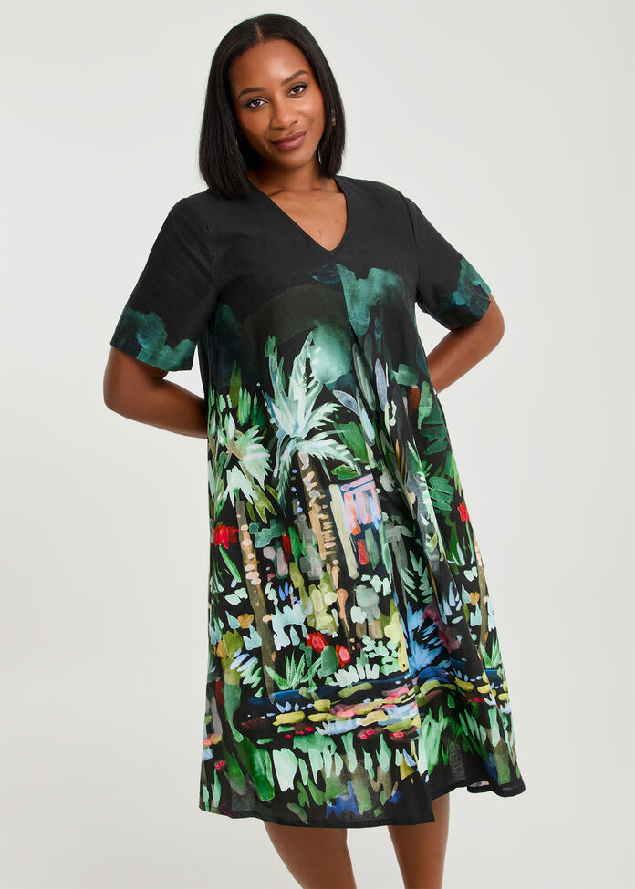 Linen Blend Isla Midi Dress, , hi-res