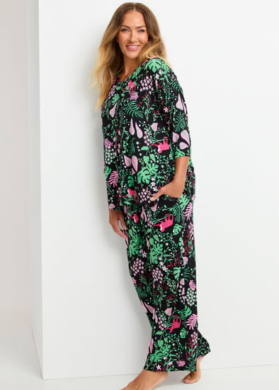 Plus Size Bamboo Midnight Jungle Pj Pant
