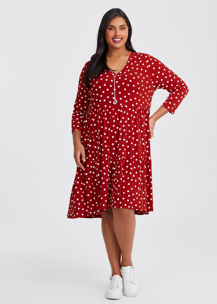 Puff Spot Midi Dress, , hi-res