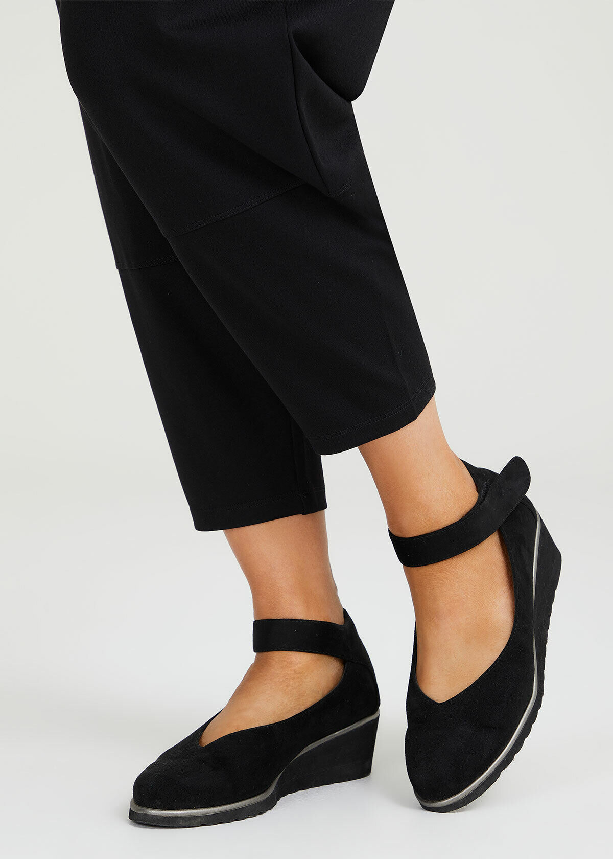 Shop Black Wedge Ankle Strap Court | Comfortable Shoes | Taking Shape UK