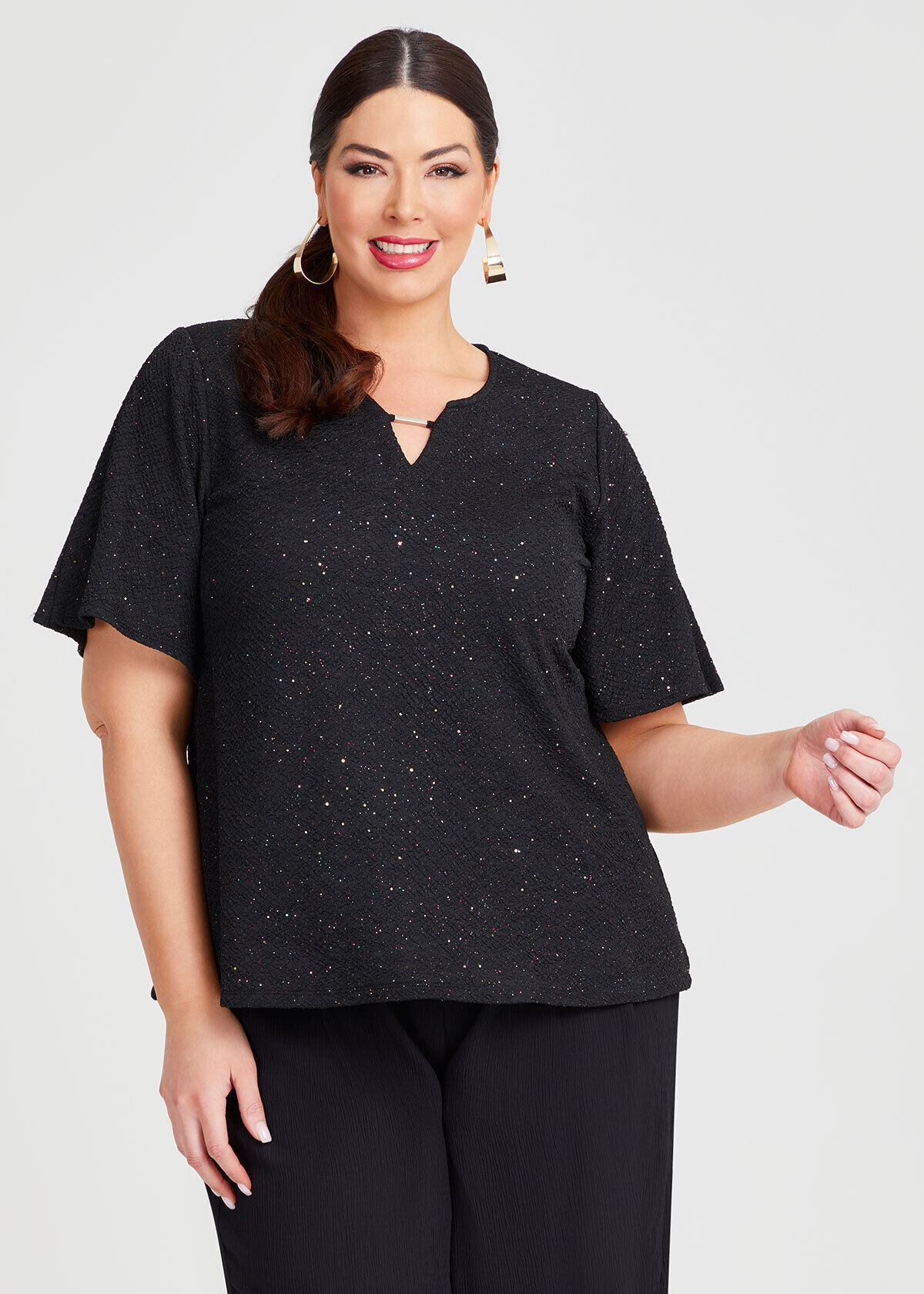 Plus size black evening tops clearance