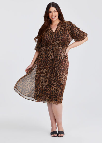 Plus Size Cybele Plisse Animal Dress