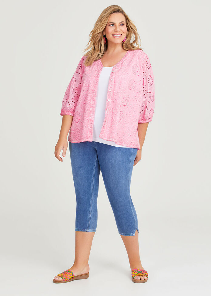 Cotton Pigment Broderie Top, , hi-res