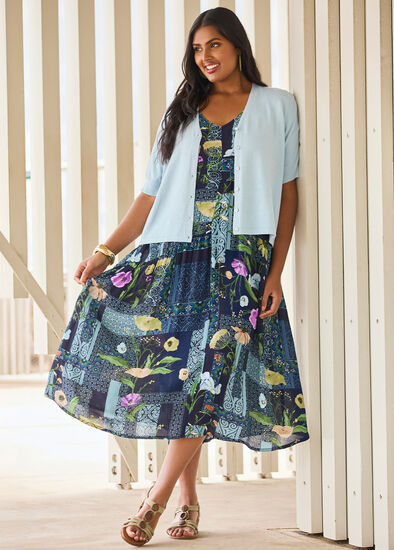 Plus Size Patchwork Maxi Natural Dress