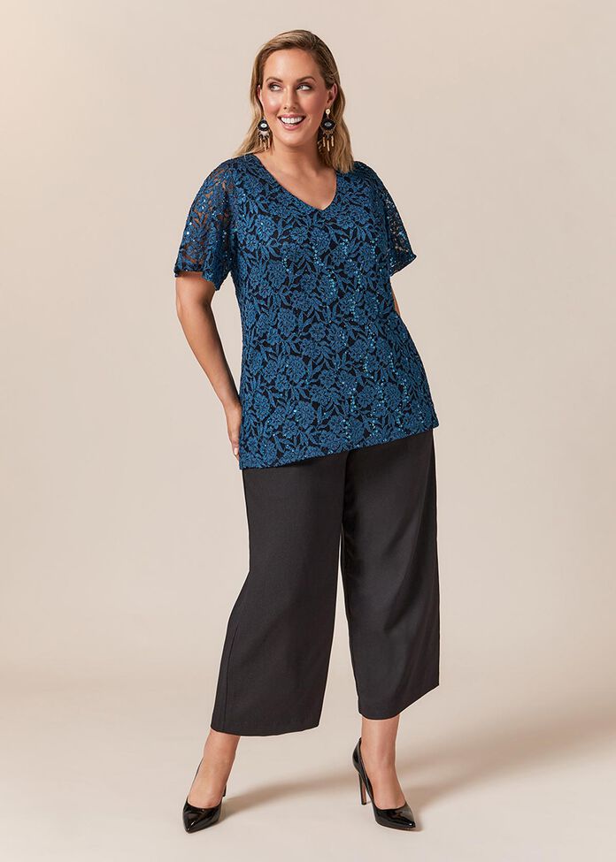 Giselle Sequin Lace Top, , hi-res
