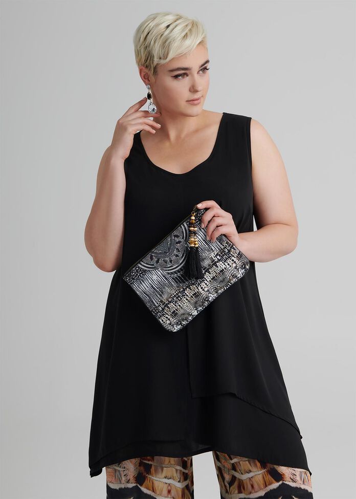 Animal Print Clutch With Tassel, , hi-res