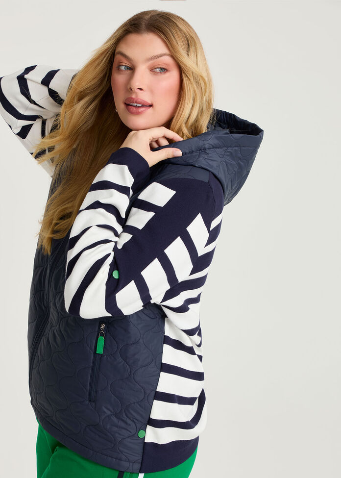 Knit Sleeve Quilted Puffer Jacket, , hi-res
