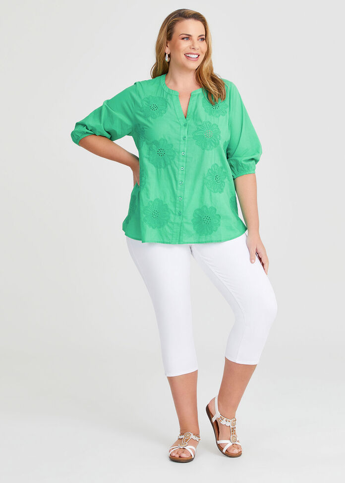 Milly Plus Size Haidie Knit Top with Flower Embroidery