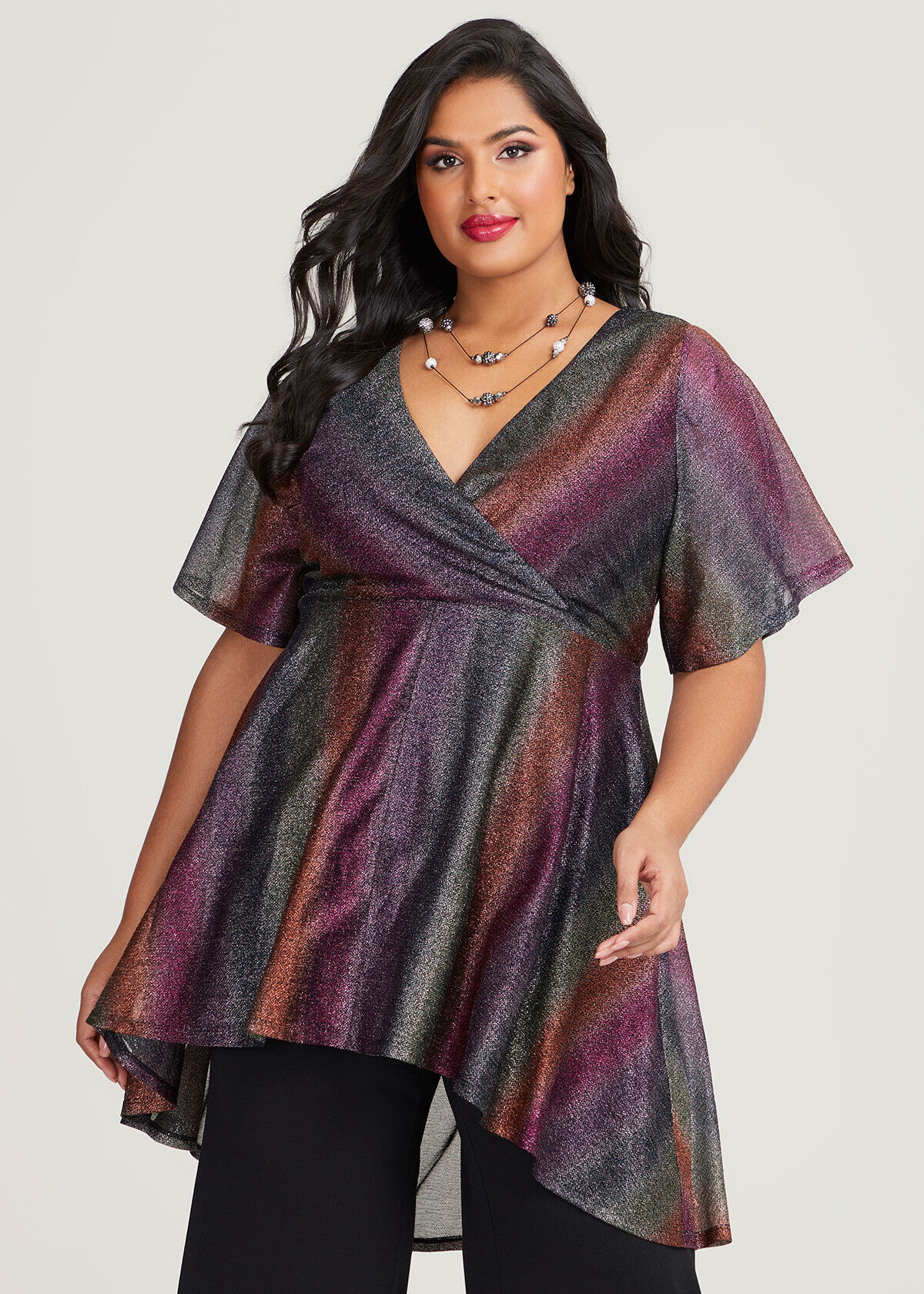 Shop Plus Size Rainbow Lurex Tunic in Multi Taking Shape AU