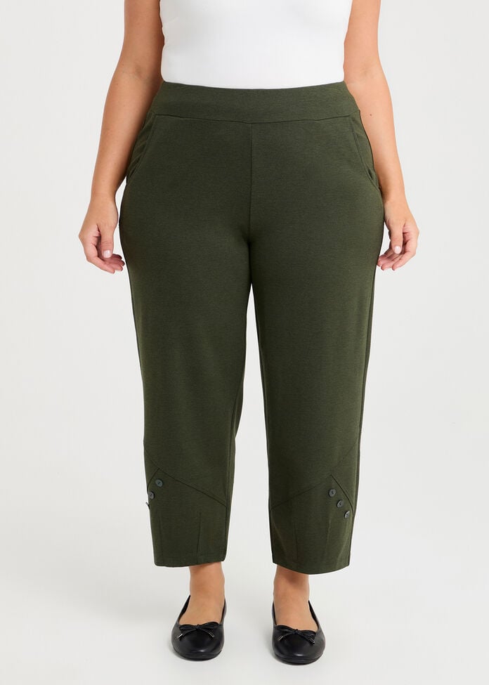 Button Detail Bamboo Ponte Pant, , hi-res