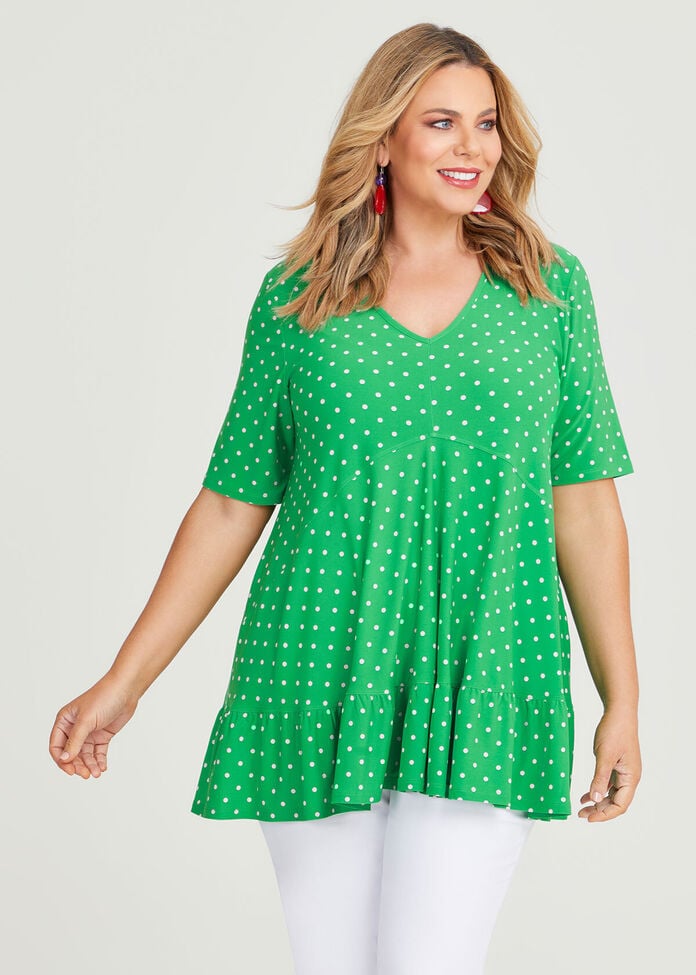 Shop Plus Size Spot V-neck Top in Green | Taking Shape AU