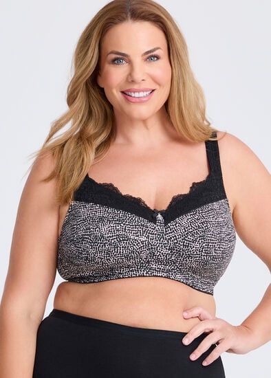 Plus Size Wirefree Cotton Support Lace Bra