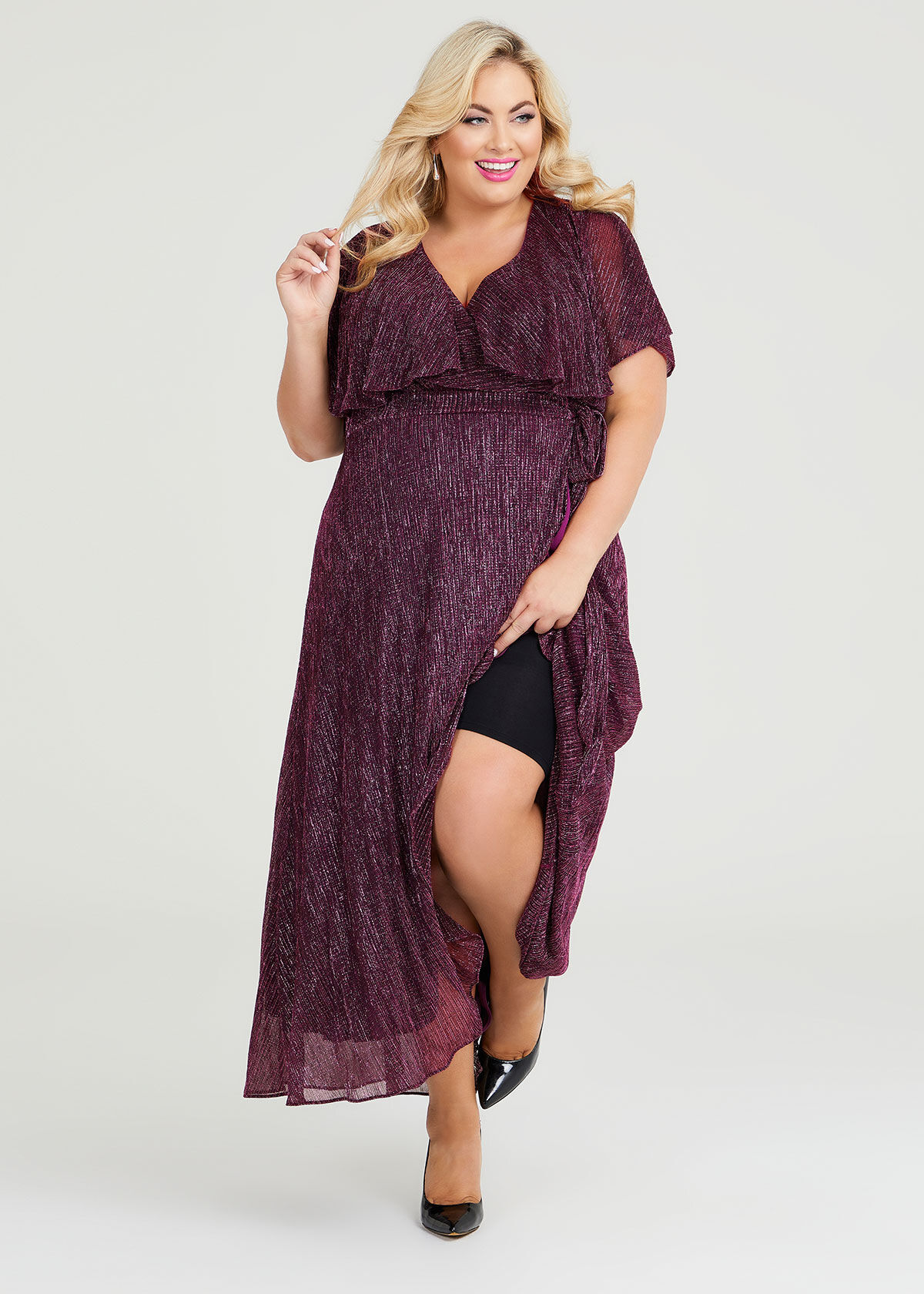 Shimmer wrap dress discount