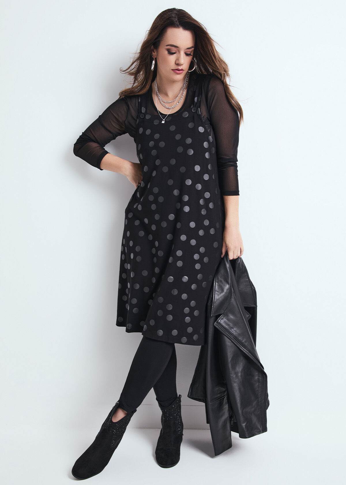 Spotty pinafore dress shop