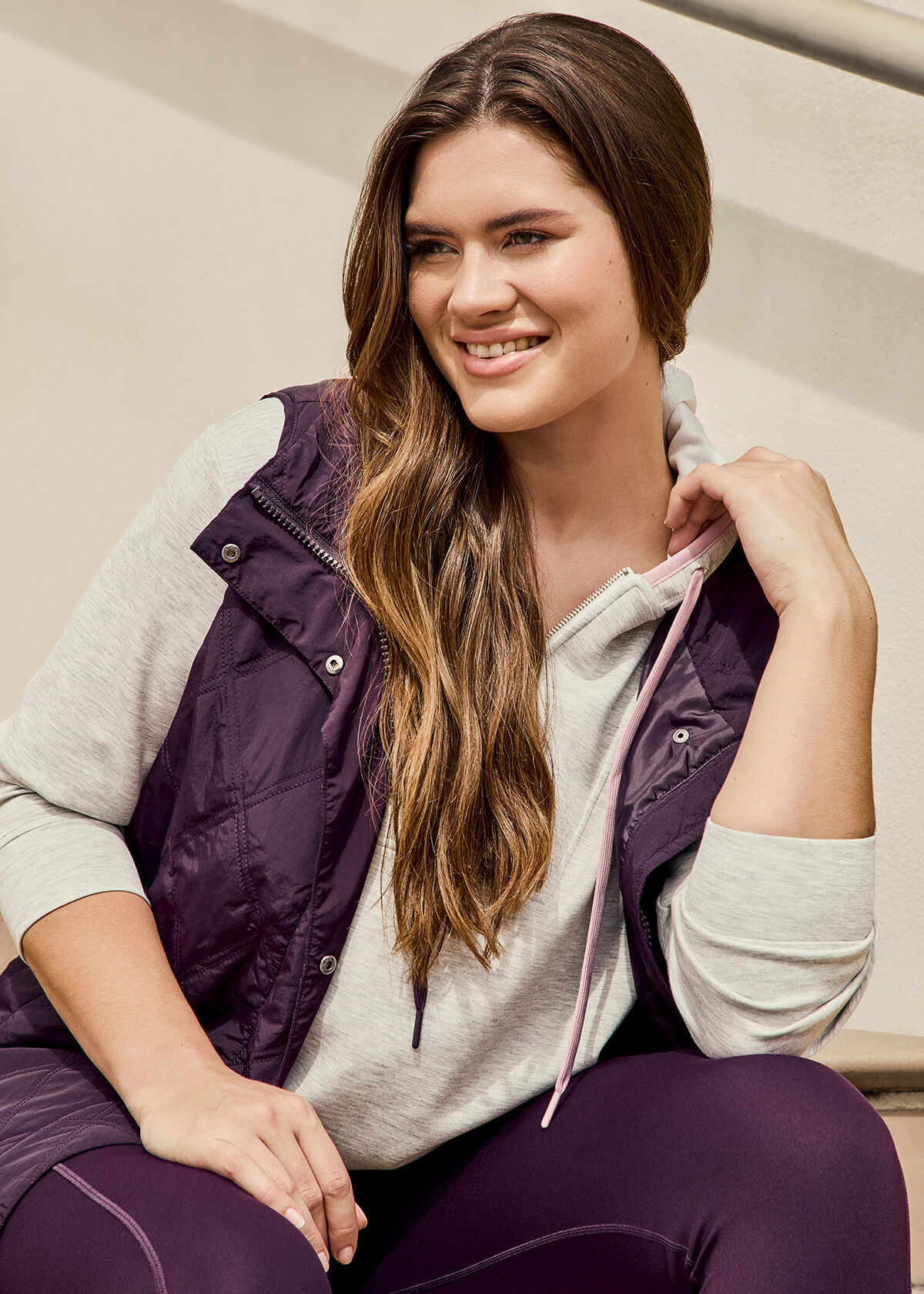 Shop Plus Size Relaxed Puffer Quilted Vest, Purple | Taking Shape NZ