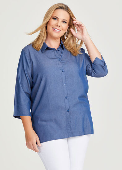 Plus Size Denim Stretch Shirt