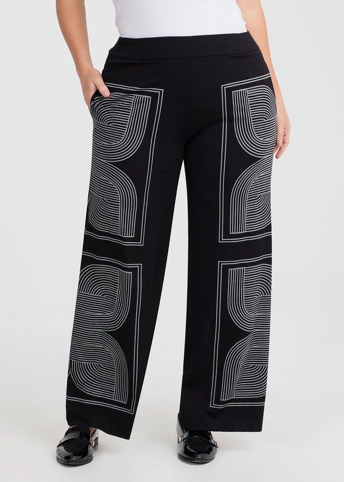 Ponte Geo Wide Leg Pant, , hi-res