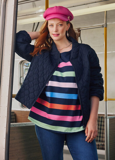 Plus Size Cotton Mix Stripe Top