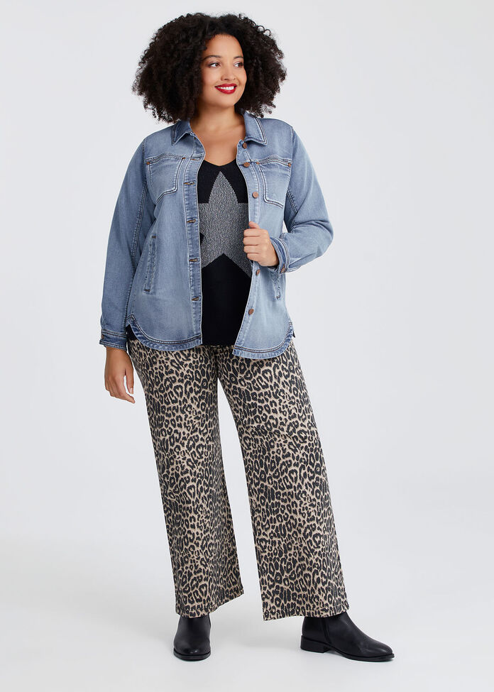 Cotton Animal Wide Leg Jean, , hi-res