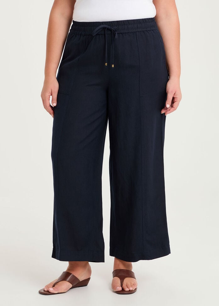 Linen Blend Seam Detail Pant, , hi-res