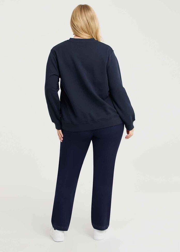 Cotton Blend Embroidery Sweatshirt, , hi-res