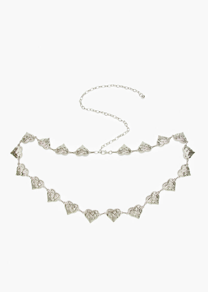 Silver Heart Chain Belt, , hi-res
