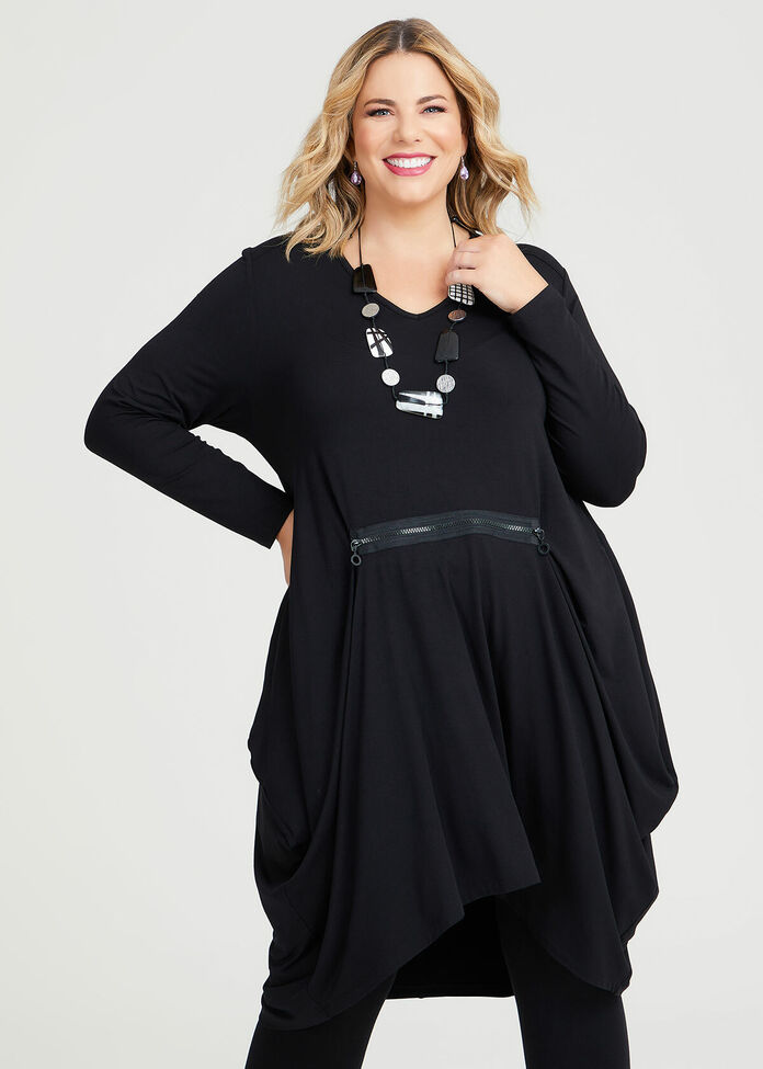 Shop Plus Size Cleo Zip Front Bamboo Dress in Black | Taking Shape AU