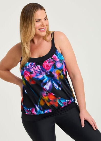 Plus Size Island Escape Blouson Tankini