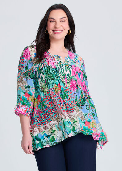 Plus Size Polly Pintuck Natural Top