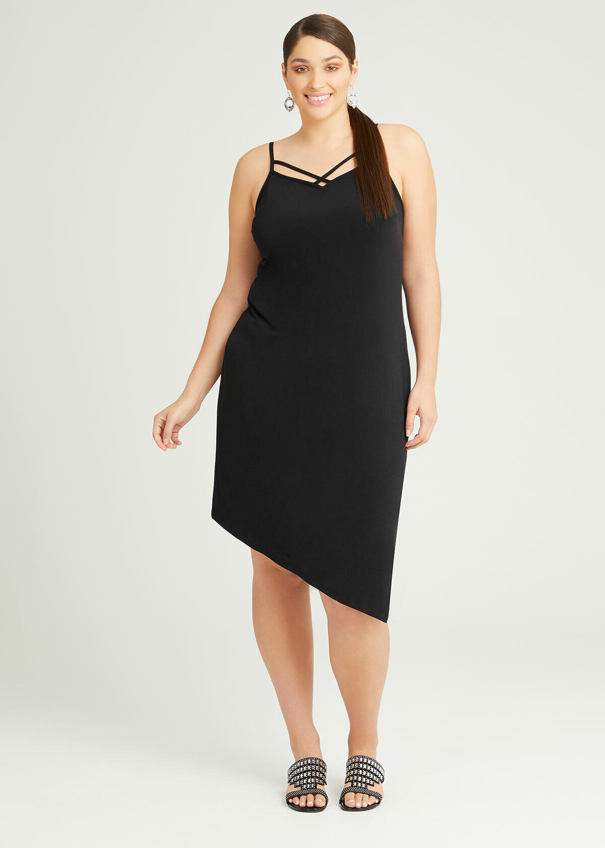 Strappy black sale dress plus size