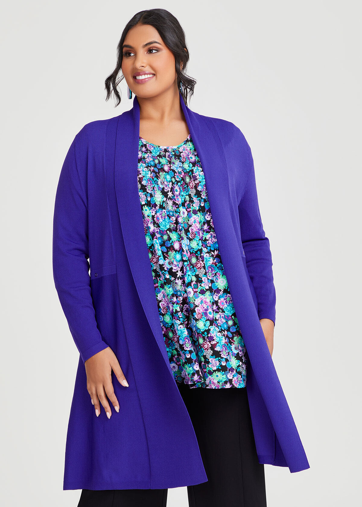 Shop Plus Size Endeavour Natural Cardigan in Purple Taking Shape AU