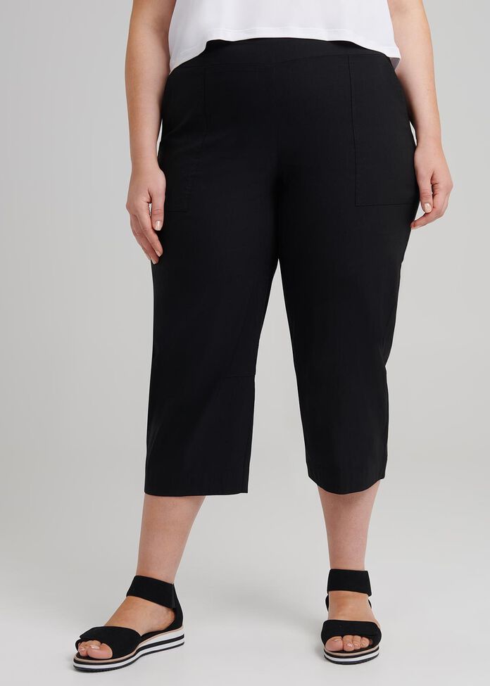 Shop Plus Size Tencel Trapeze Dart Crop Pant in Black | Sizes 12-30 ...