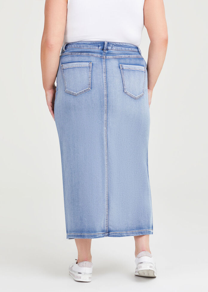Shop Plus Size Cotton Blend Denim Skirt in Blue | Taking Shape AU