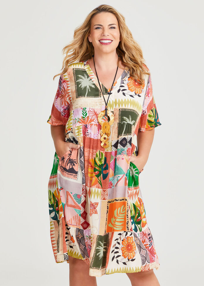 Natural Coastal Cool Dress, , hi-res