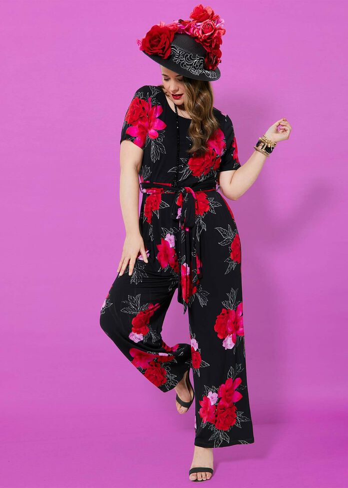 Elegant Floral Jumpsuit, , hi-res