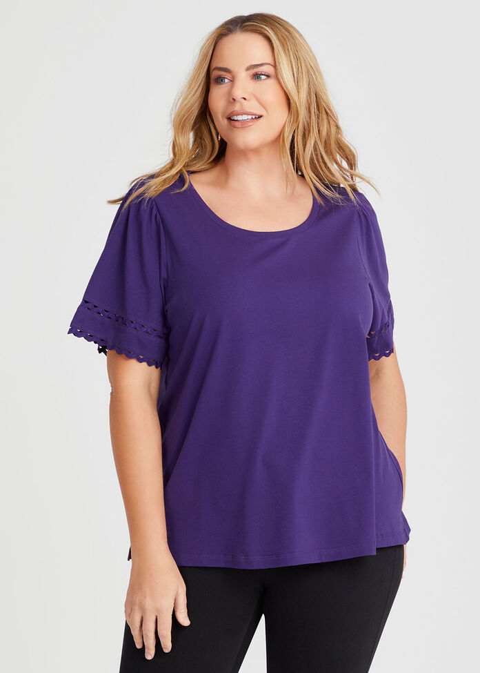 Cotton Ric Rac Trim T-shirt, , hi-res