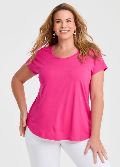 Plus Size Natural Round Neck Everyday T-shirt