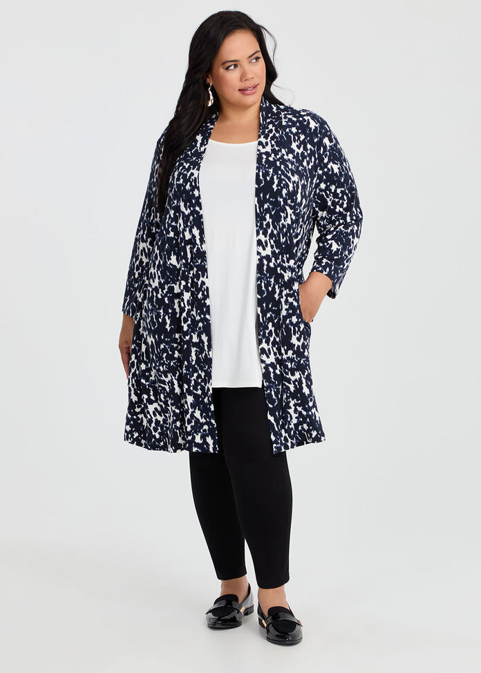 Longline Printed Cardigan, , hi-res