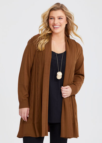 Plus Size Lettuce Edge Bamboo Knit Cardigan