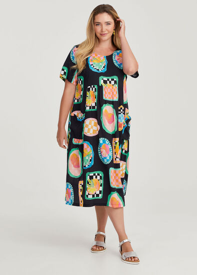 Plus Size Natural Pocket Midi Dress