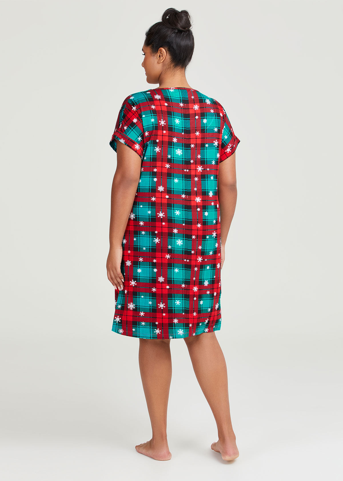 Shop Plus Size Bamboo Tartan Print Nightie in Multi Sizes 12 30