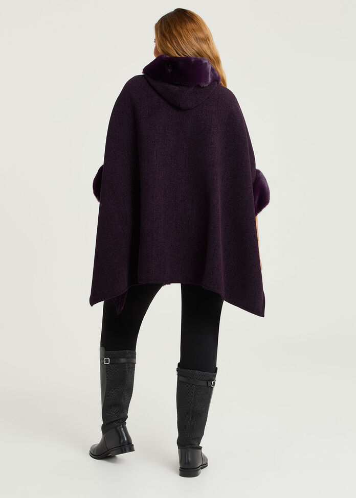 Hooded Fur Luxurious Cape, , hi-res