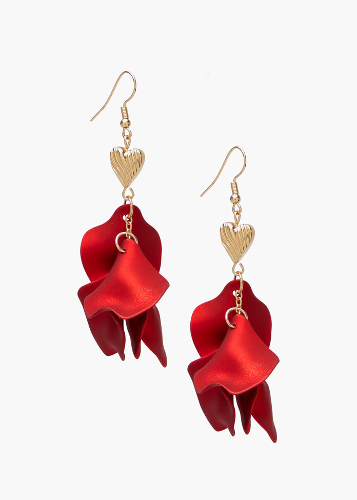 Petal Heart Drop Earrings, , hi-res