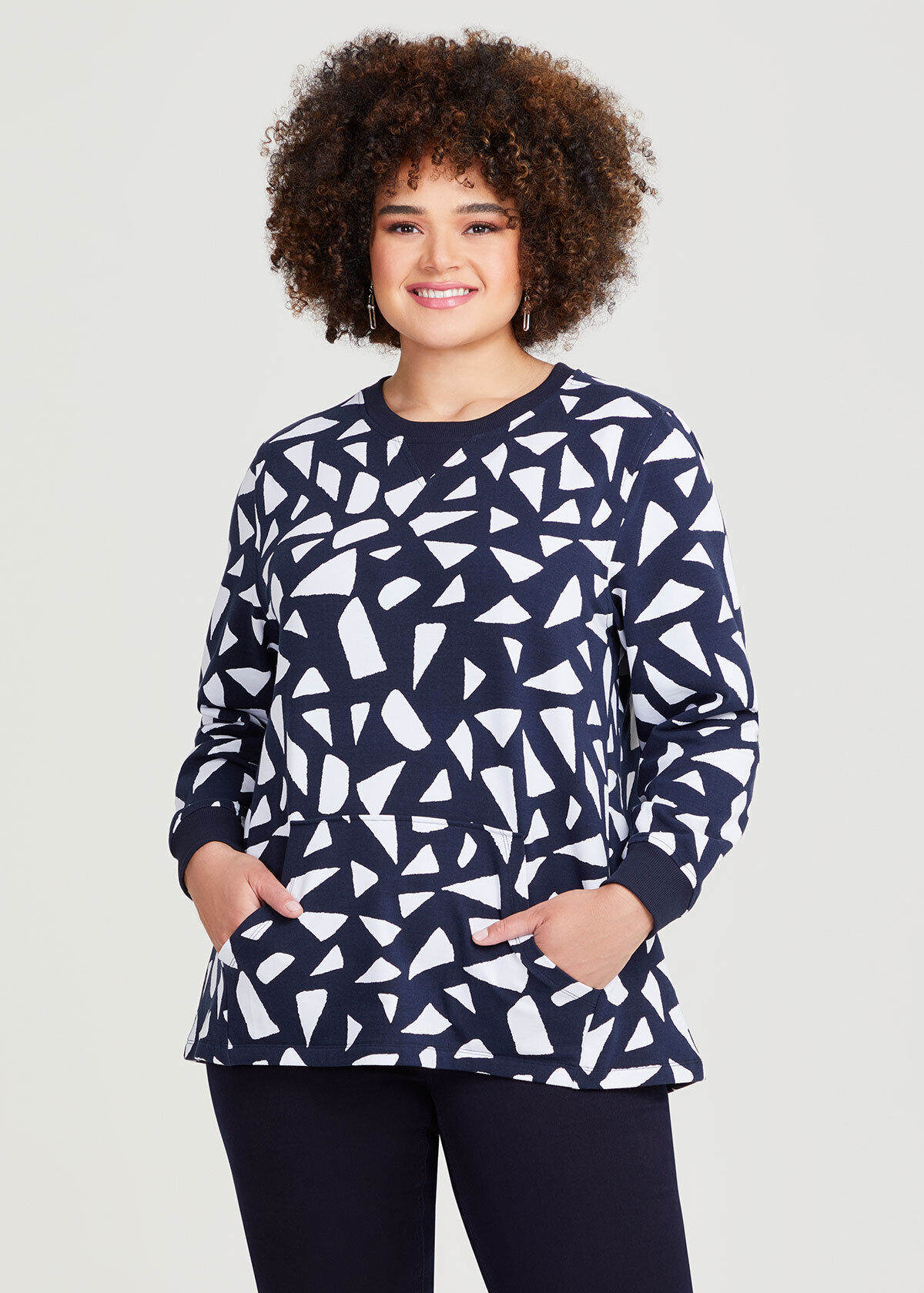 Shop Plus Size Cotton Geo Sweatshirt in Blue Taking Shape AU