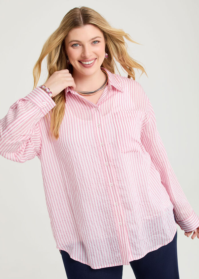 Natural Relaxed Stripe Shirt, , hi-res